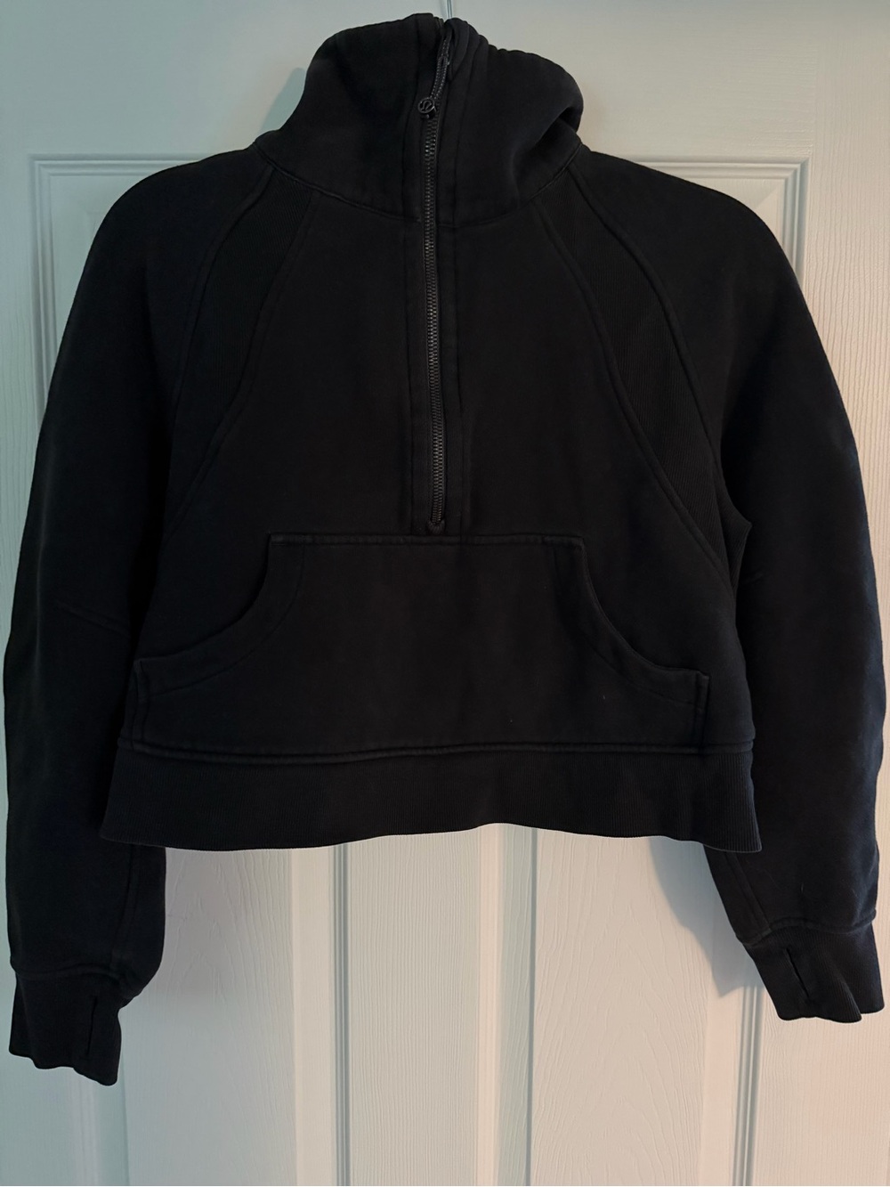 lululemon athletica Black Cropped Half‑Zip Hooded Pullover